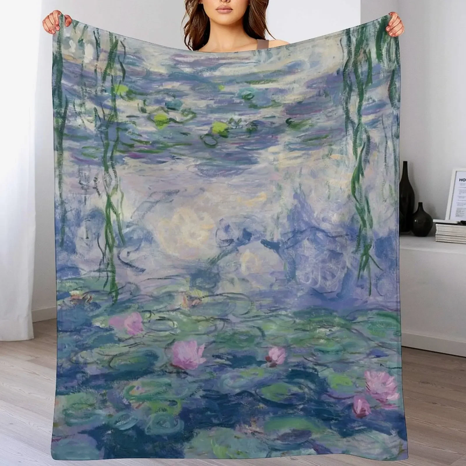 Water Lillies Throw Blanket Cozy Sofa Blanket for TV Watching Napping