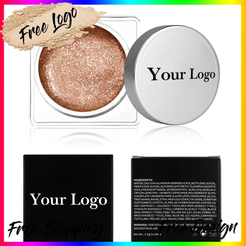 Maquillaje vegano, etiqueta privada, logotipo personalizado, venta al por mayor, crema de sombra de ojos con brillo de diamante de un solo Color, maquillaje en crema delineador de ojos de larga duración