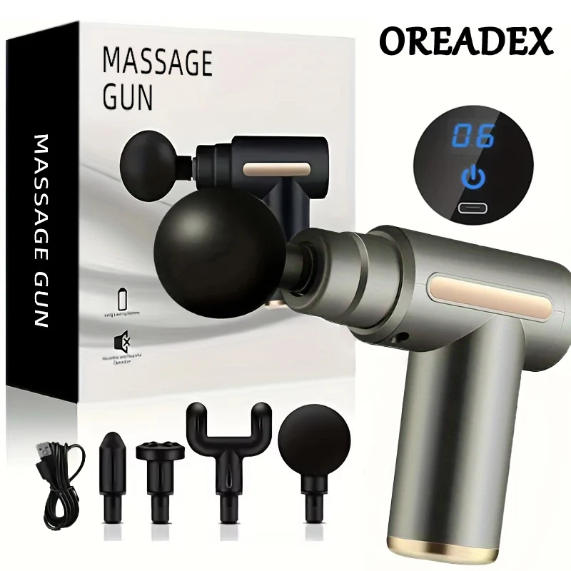 Mini Massage Gun Deep Tissue Percussion Neck Back Body Massager LED Touch Screen Portable Fascia Gun Muscle Relaxation