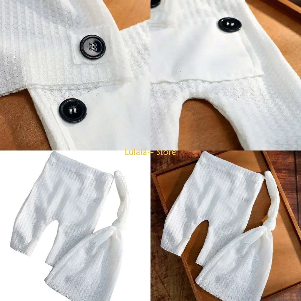 Y4QA Baby Photography Props Costume Clothing Hat Pants Outfit for Infant Baby Supply