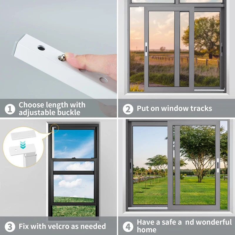 Adjustable Window Security Bars (Steel),Window Locks Bars Inside For Prevent Burglary, Window Stoppers For Window