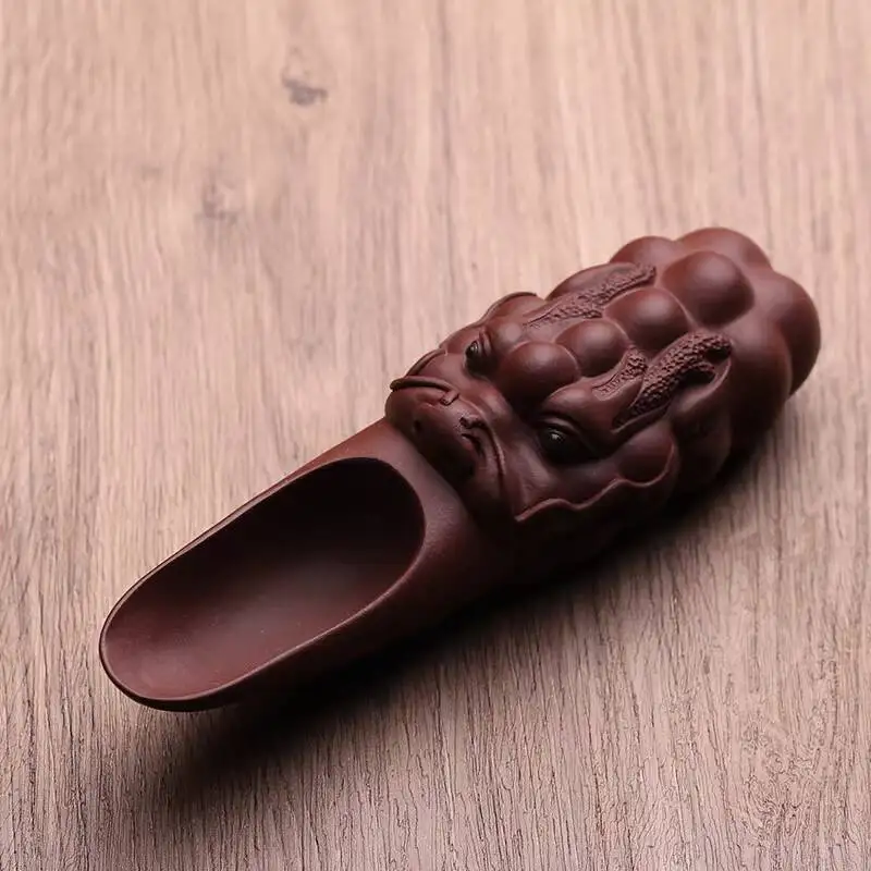 Authentic Yixing Purple Clay Longwang Kung Fu Set, Brewing Tools, Accessories, Spoon, Tea Shovel