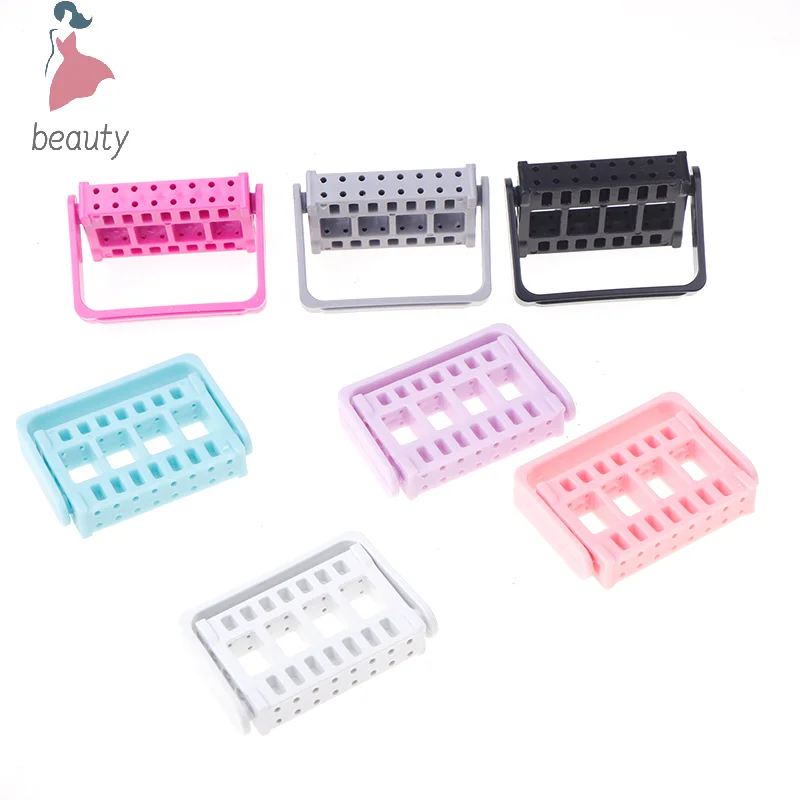 16 Holes Nail Drill Bits Holder Stand Display Nail Grinding Tool Showing Foldable Organizer Container Manicure Drill Accessory