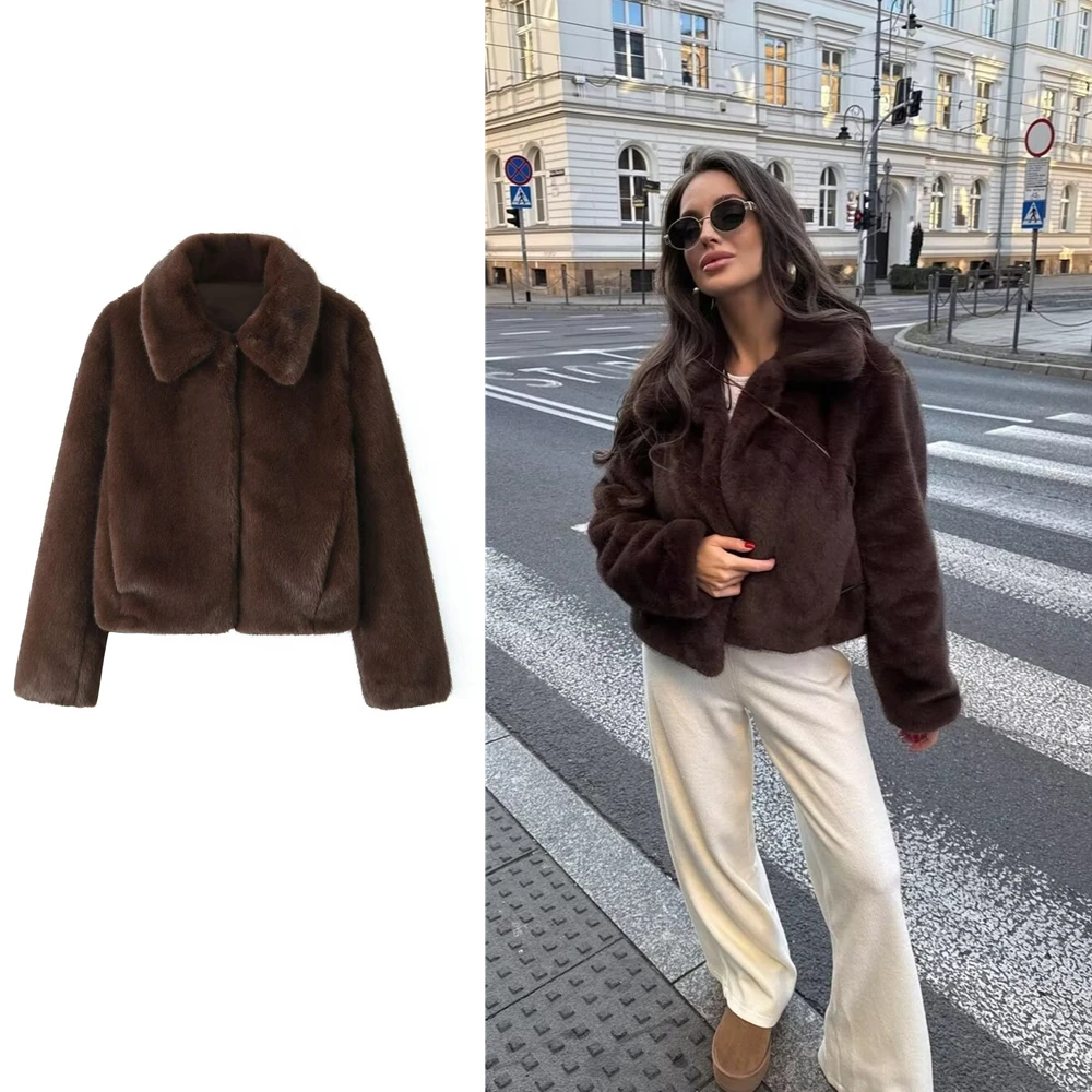 

TAOP&ZA 2024 Winter New Arrivals Women's Fashion Casual Warm Faux Fur Effect Jacket 5320872