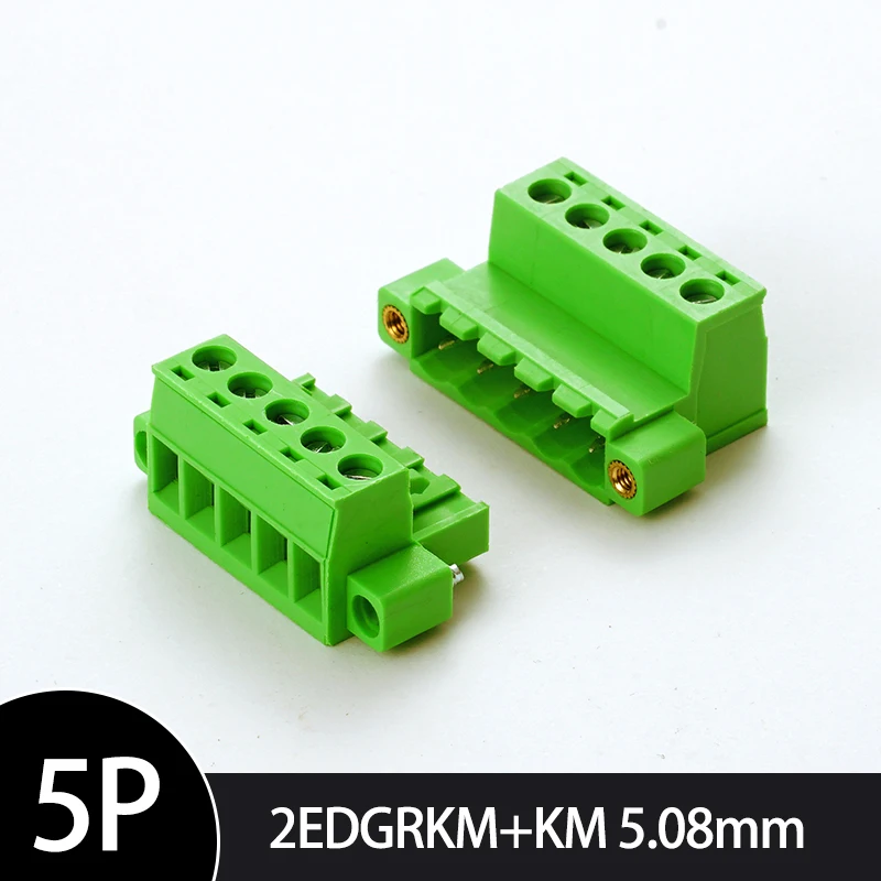 5Pairs 2EDGRKM-5.08mm Solder-Free Butt Terminals Ear Plug-In Air Flange Fixing for Electronic Components