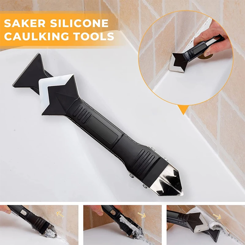 Silicone Scraper Glue Remover Knife Angle Beauty Crevice Spatula Tool Grout Scraper Kit 5in1 Multifunction Coner Caulking Tool