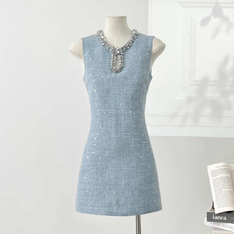 

High Quality Luxury Small Fragrance Tweed Dresses For Women 2025 Sweet Short Summer Dress Party Vestidos Robes Roupas Feminina