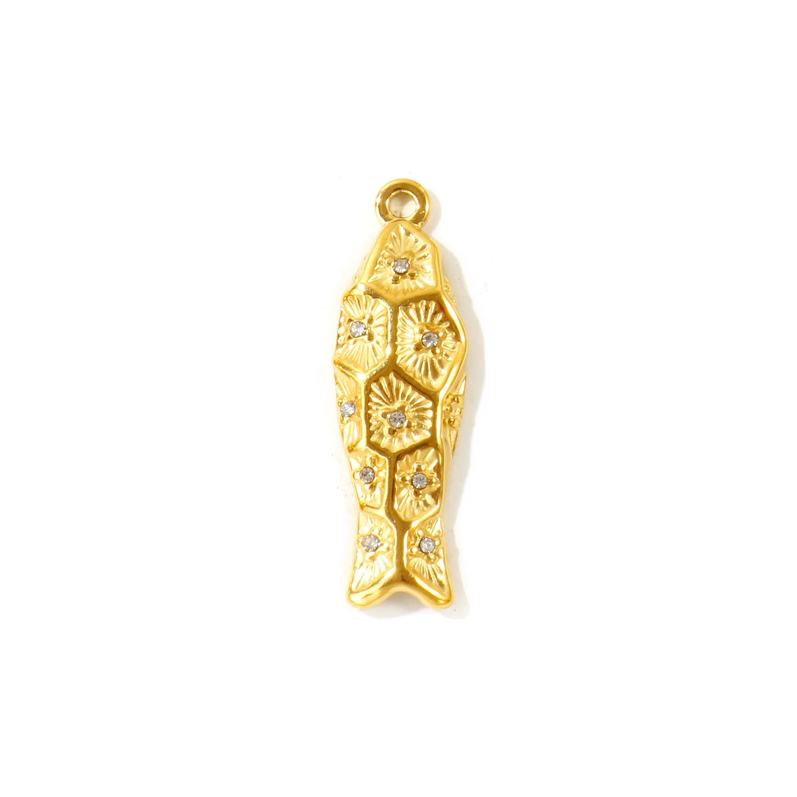 2 Stück Fisch-Kreuz-Schmuckanhänger, 18K vergoldet, Mikro-Pavé Zirkonia, 304 Edelstahl-Anhänger, DIY-Halskette, Großhandel – Detail 4