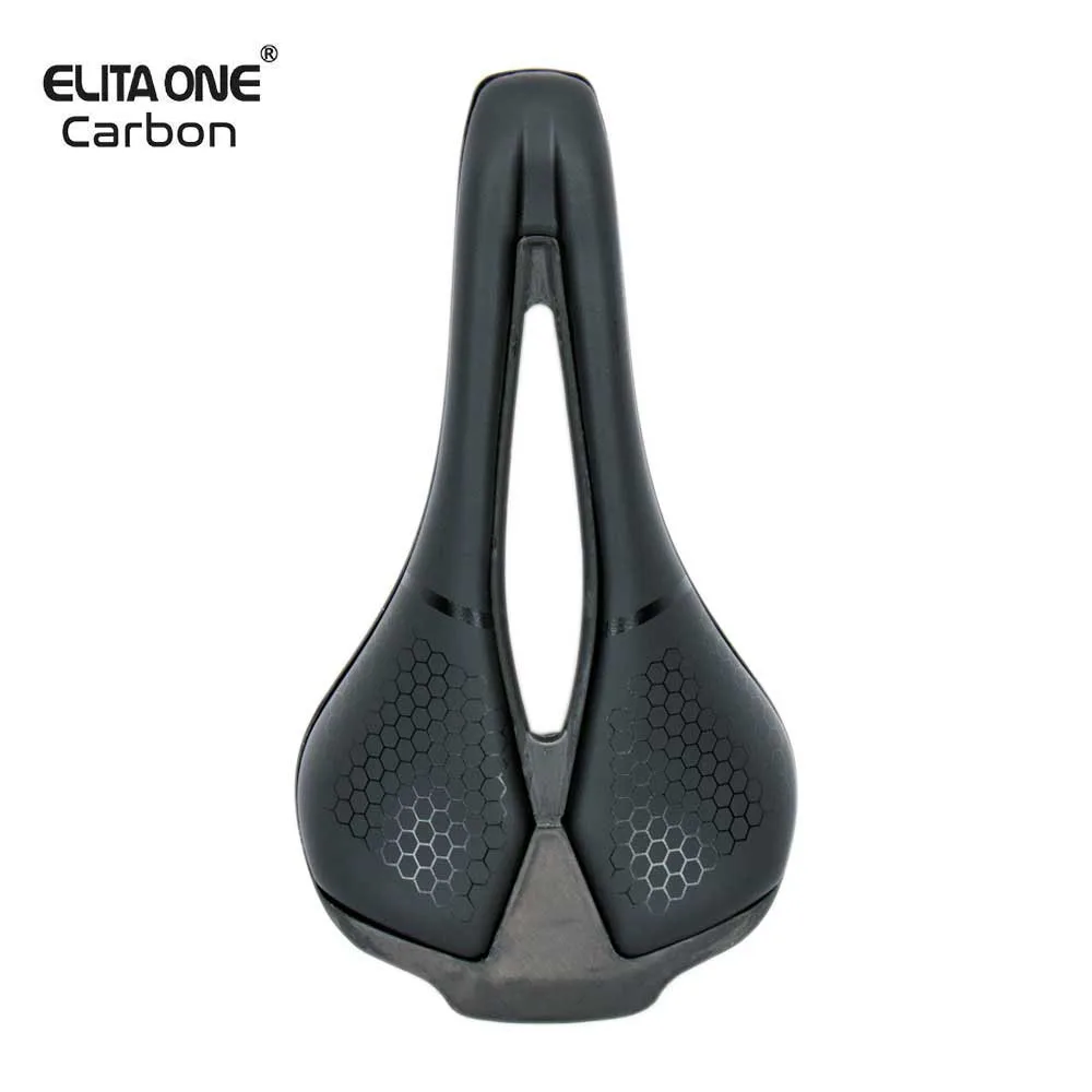 elitaone Carbon Fiber Saddle 115g MTB Ultralight Seat 250x140mm UD textured bare carbon PL