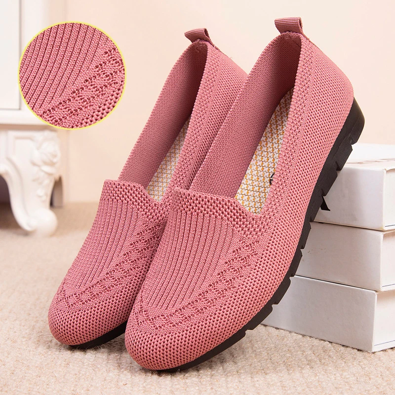 New Mesh Breathable Sneakers Women Breathable Light Slip on Flat Casual Shoes Ladies Loafers Socks Shoes