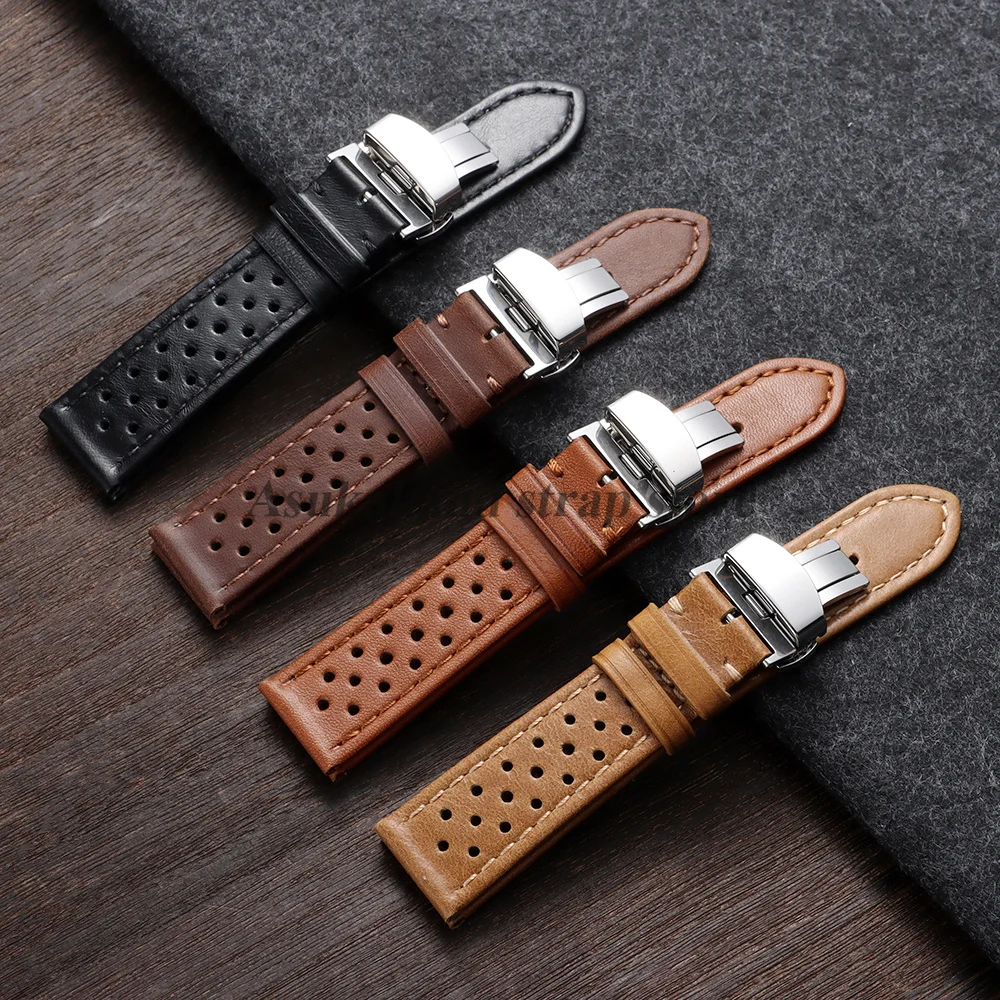 Oil Wax Matte Vintage Genuine Leather Straps 18mm 20mm 22mm Universal Men Women Cowhide Watchband Breathable Bracelet Sport Band