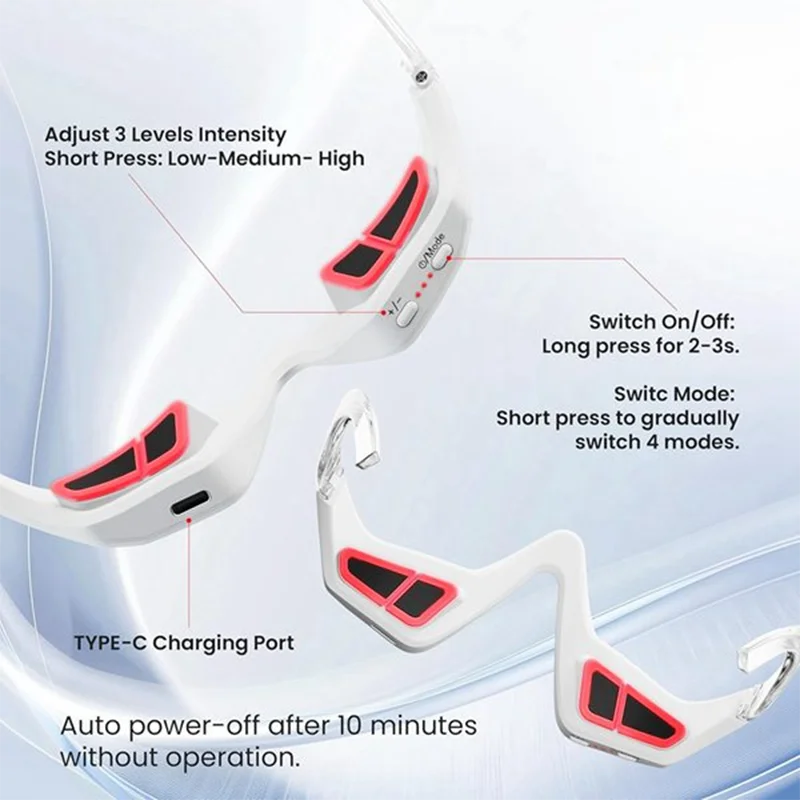 BLIB-Eye Massager Under Eye Red Light Therapy Device, 3D Eyes Relax Massager for Reducing Dark Circles Smoothing Fine Lines