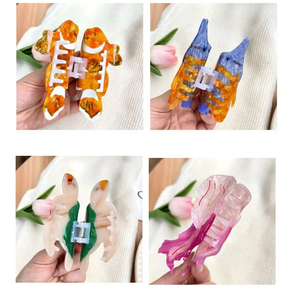 Pinzas para el cabello divertidas a la moda, pinzas para el cabello de acetato duraderas con forma de tortuga marina, atún y medusas, pinzas pequeñas y bonitas para mujer