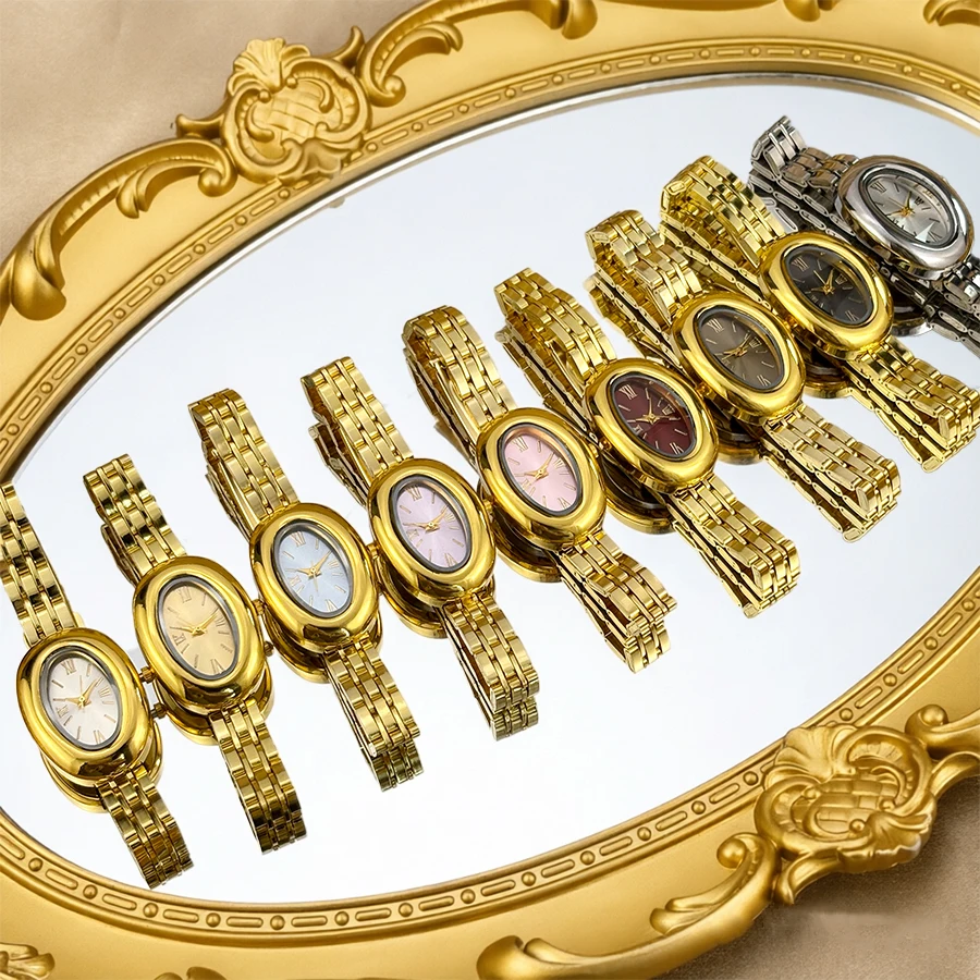 Women Watch Elegant - Vintage Bathtub Oval Dial Steel Strap Timepiece