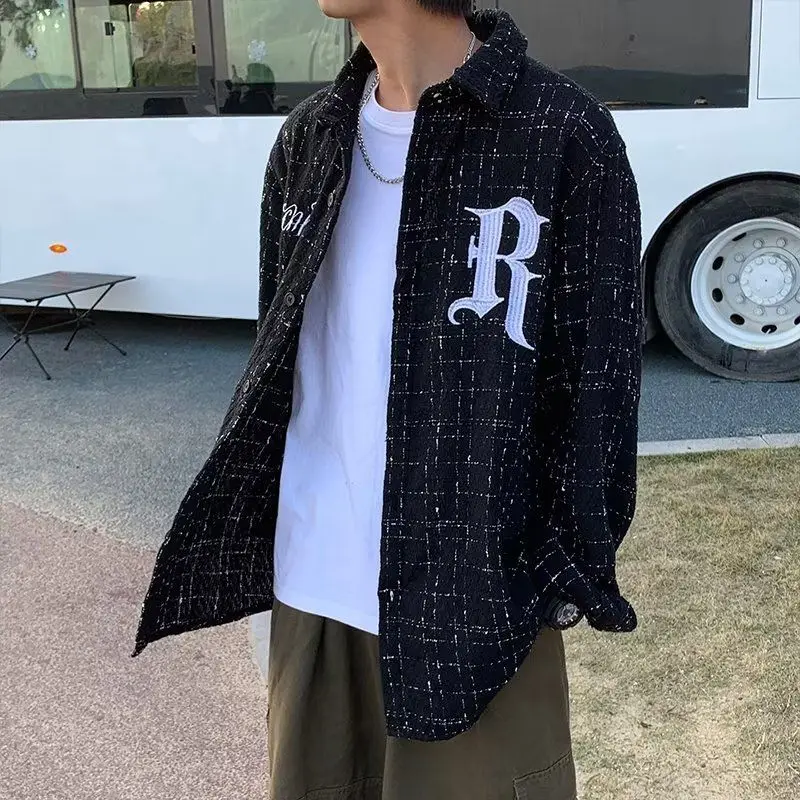 

Свободные длинные све вышитые irt мужские модные уличные винтажные клетчатые дизайны повседневные irt Jaet из полиэстера молодежная мода