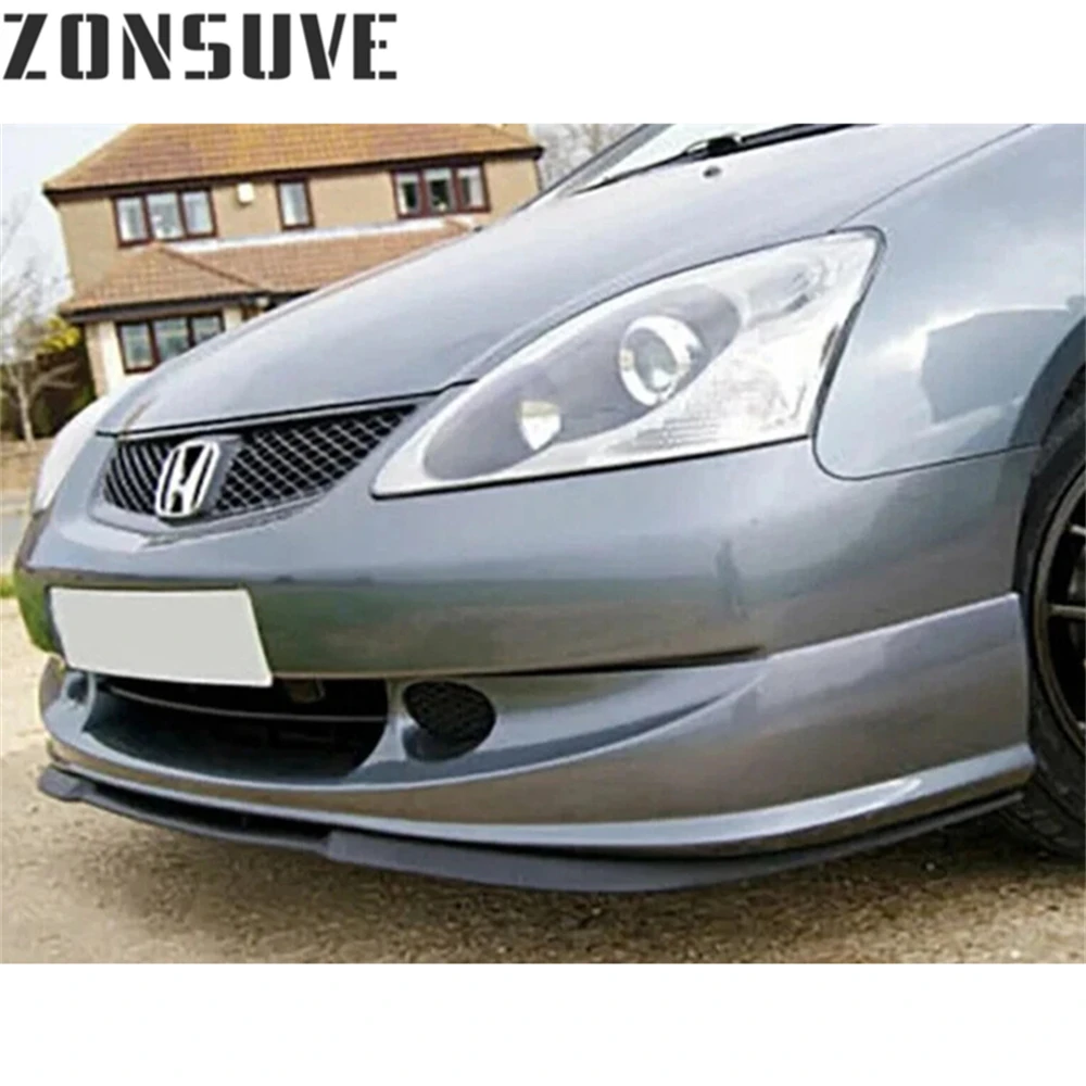 For Honda Civic Front Splitter Bumper Lip Spoiler Body Kit Accessories 3pcs