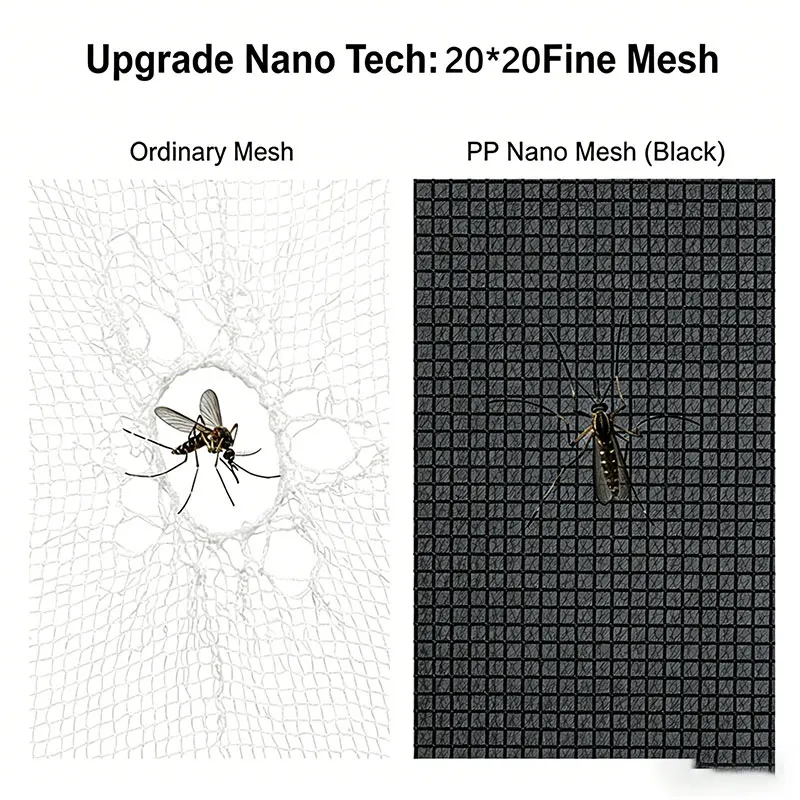 Black Punch-Free Self-Adhesive Mosquito Net, PP Nano Window Insect Screen, Breathable Anti Bug Gauze