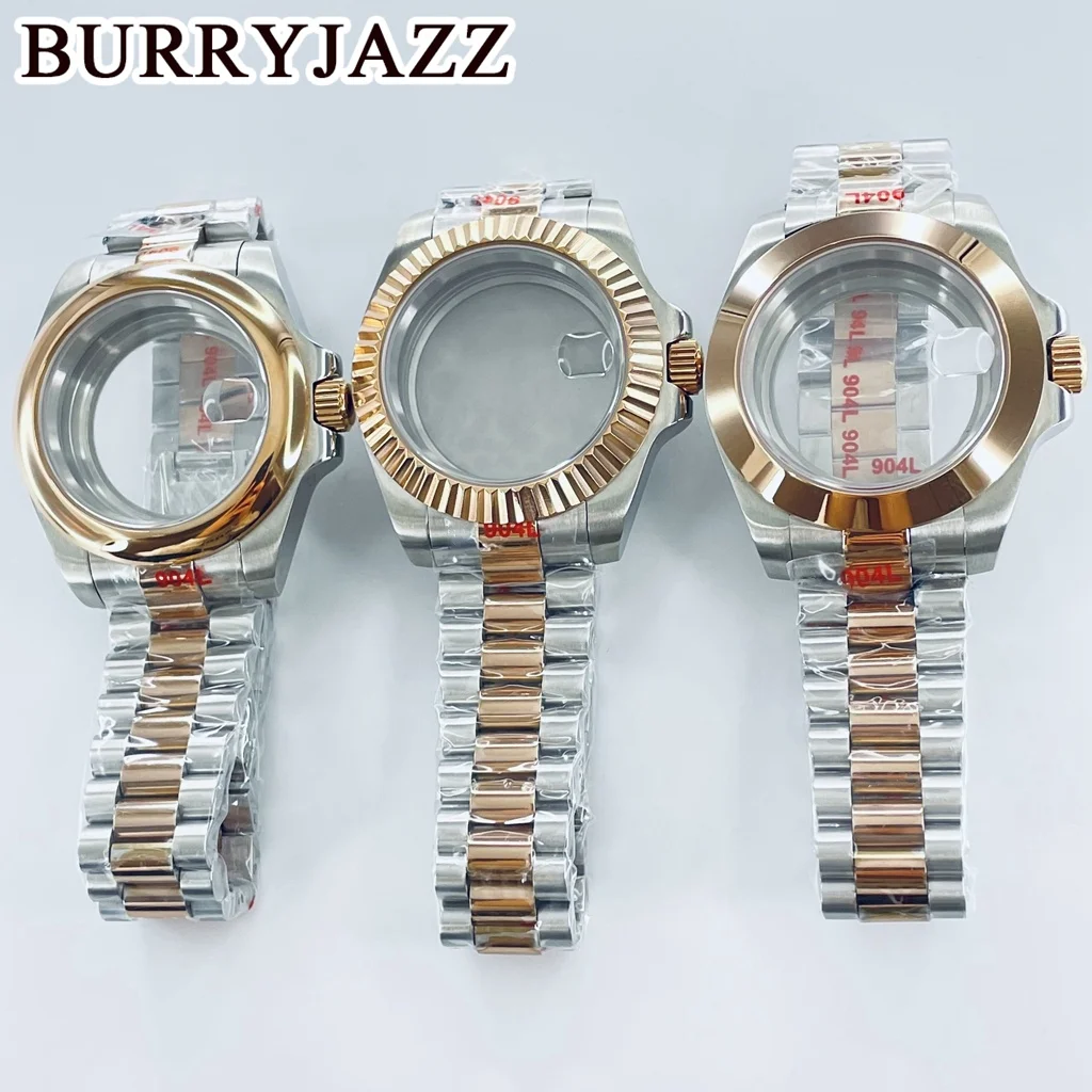 BURRYJAZZ 40mm New NH35 NH36 NH34 NH38 NH70 NH72 ETA2824 PT5000 Watch Case Sapphire Crystal Waterproof Presidential Bracelet