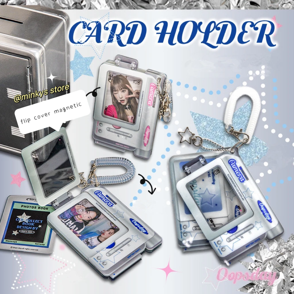 MINKYS Kawaii 3 inch Acrylic DV Type Flip Cover Kpop Photocard Holder Photo Card Holder Bag Pendant School Stationery