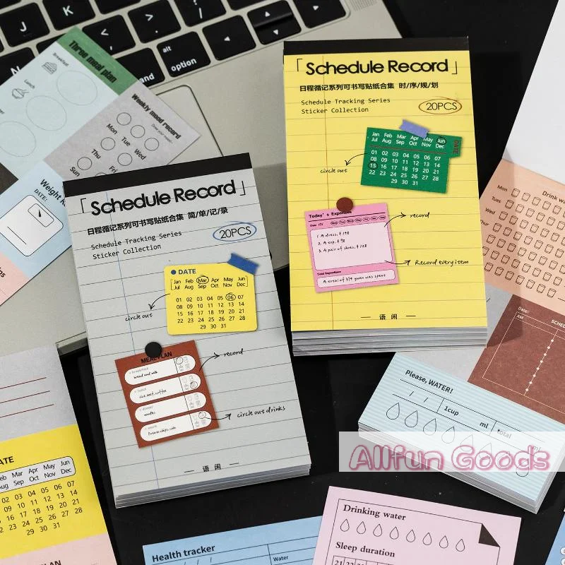 [TG835]20 Multifunctional Daily Plan Stickers, Thick Paper, Schedule Recording, Tracker Stickers, Study And Office Supplies