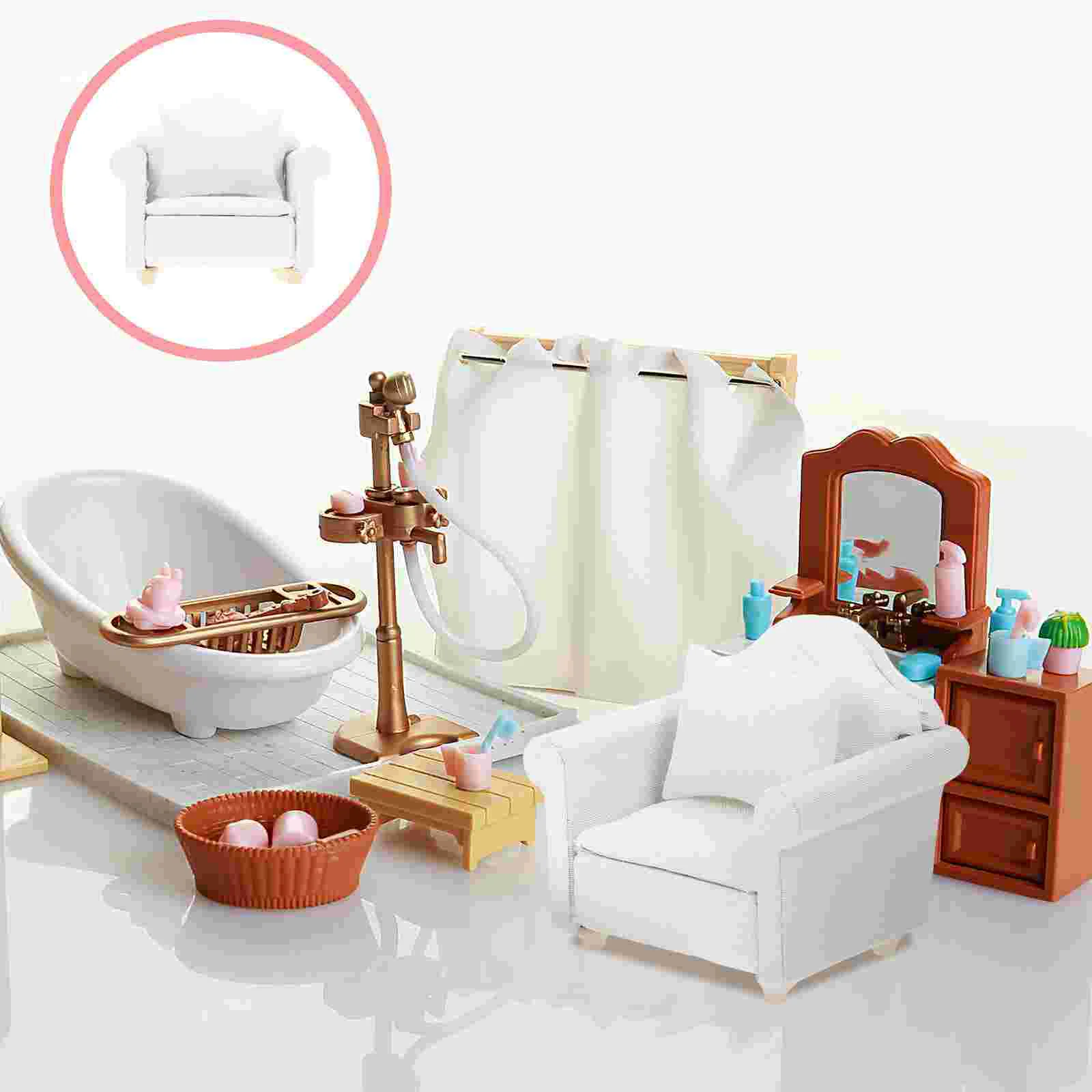 Mini Furniture Dollhouse Single Sofa with Room Scene Miniature Cotton Individual