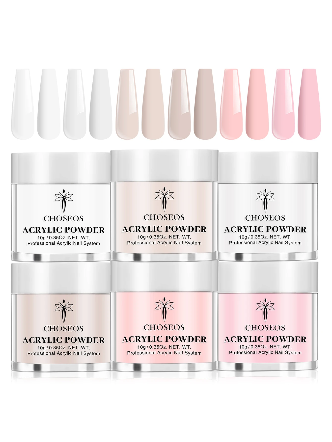 

6-color acrylic nail powder set, nail art DIY art design, nail art 3D nail sculpture French nail extension, gift for women