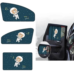 New Car Cartoon Cute Spaceman Magnet Side Window Sunshades Windshield Sunshade Rear Side Auto Window Sunshade Cover For Children