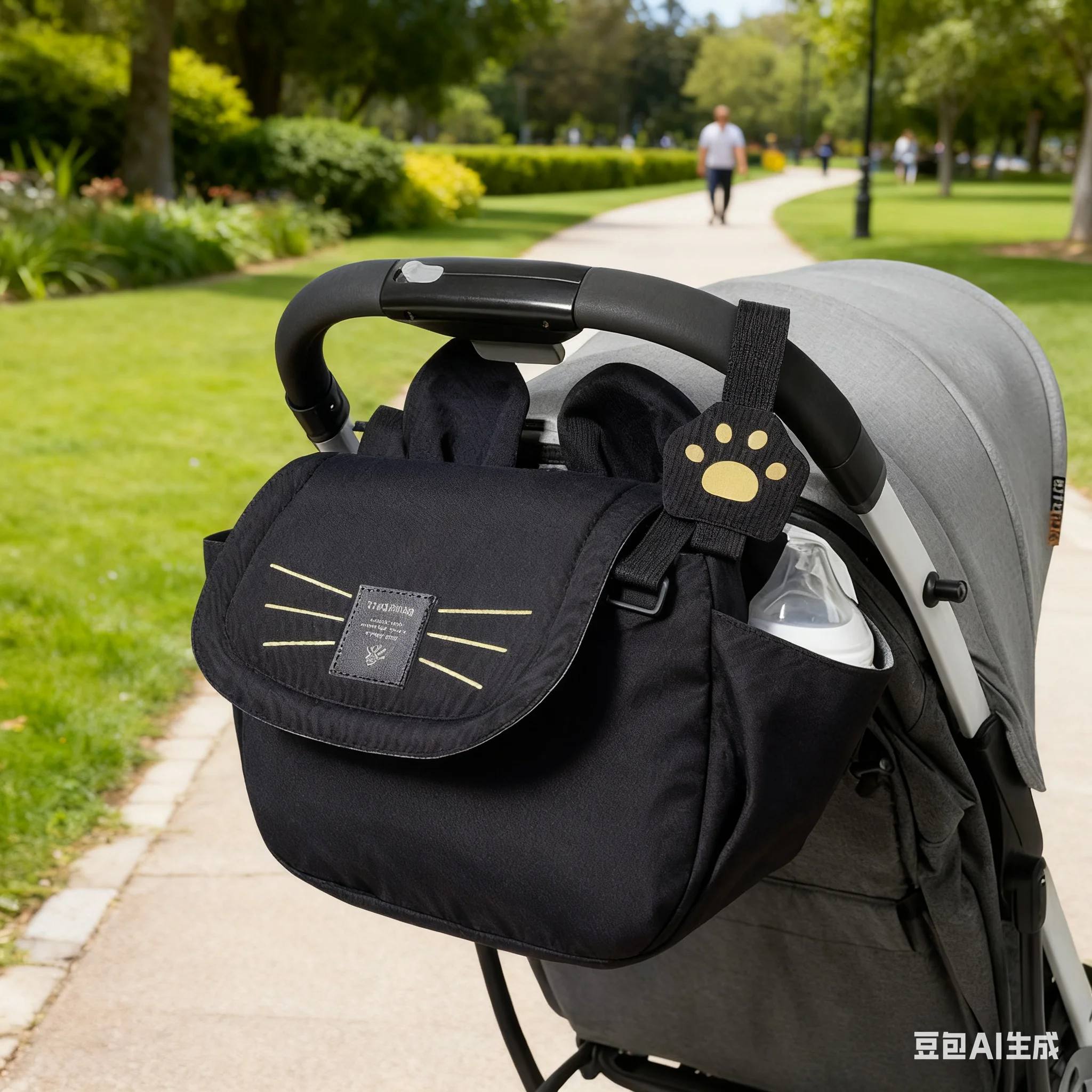 

QX2D Pram Bag Trolley Diaper Bag Adjust-able Storage Bag Water Bottle Carriage Bag Pushchair Travel Bags