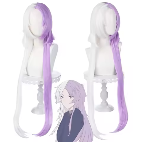 Sigma Cosplay Wig Bungou Stray Dogs 100cm Long Purple White Wig Heat Resistant Synthetic Cosplay Anime Wigs + Wig Cap