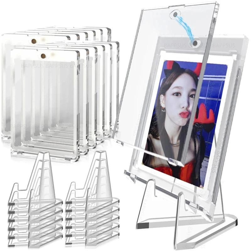 35PT Magnetic Card Holder with Clear Card Stands Rack for Kpop Idol Photo Card Protective Sleeve Case Trading Cards Display Rack