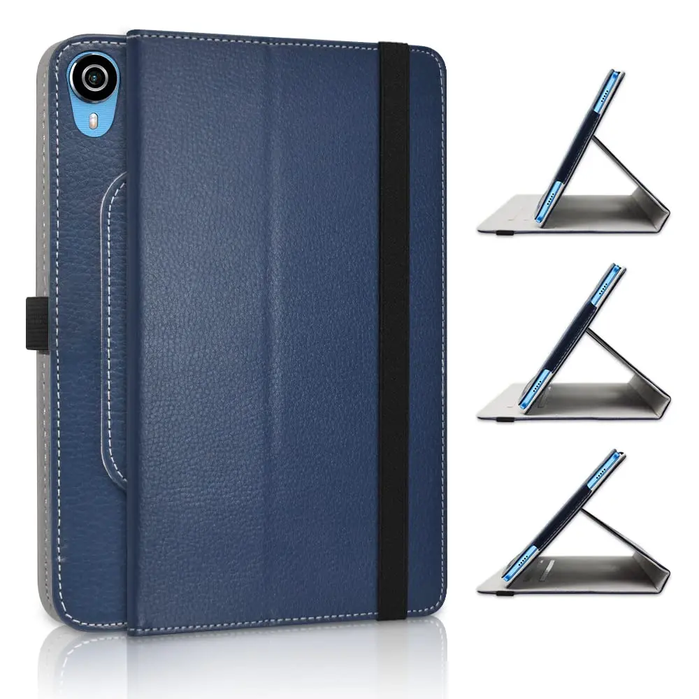 P25T 10 inch tablet hoes draaibaar 360 graden marineblauwe cover PU lederen beschermhoes tabletstandaard