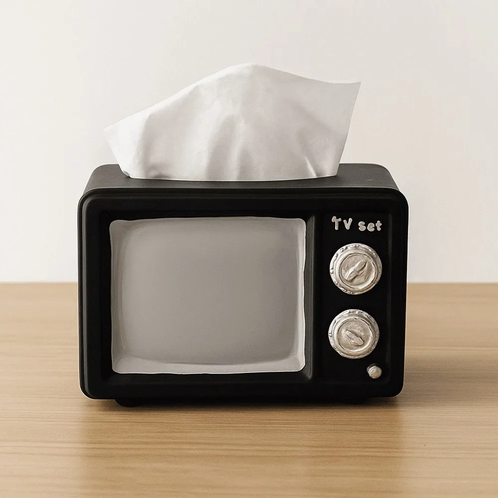 

Anti Drop Vintage TV Tissue Box Ornament Decorative Collectible Vintage TV Tissue Storage Box Cartoon Cute Vintage TV Model Toy