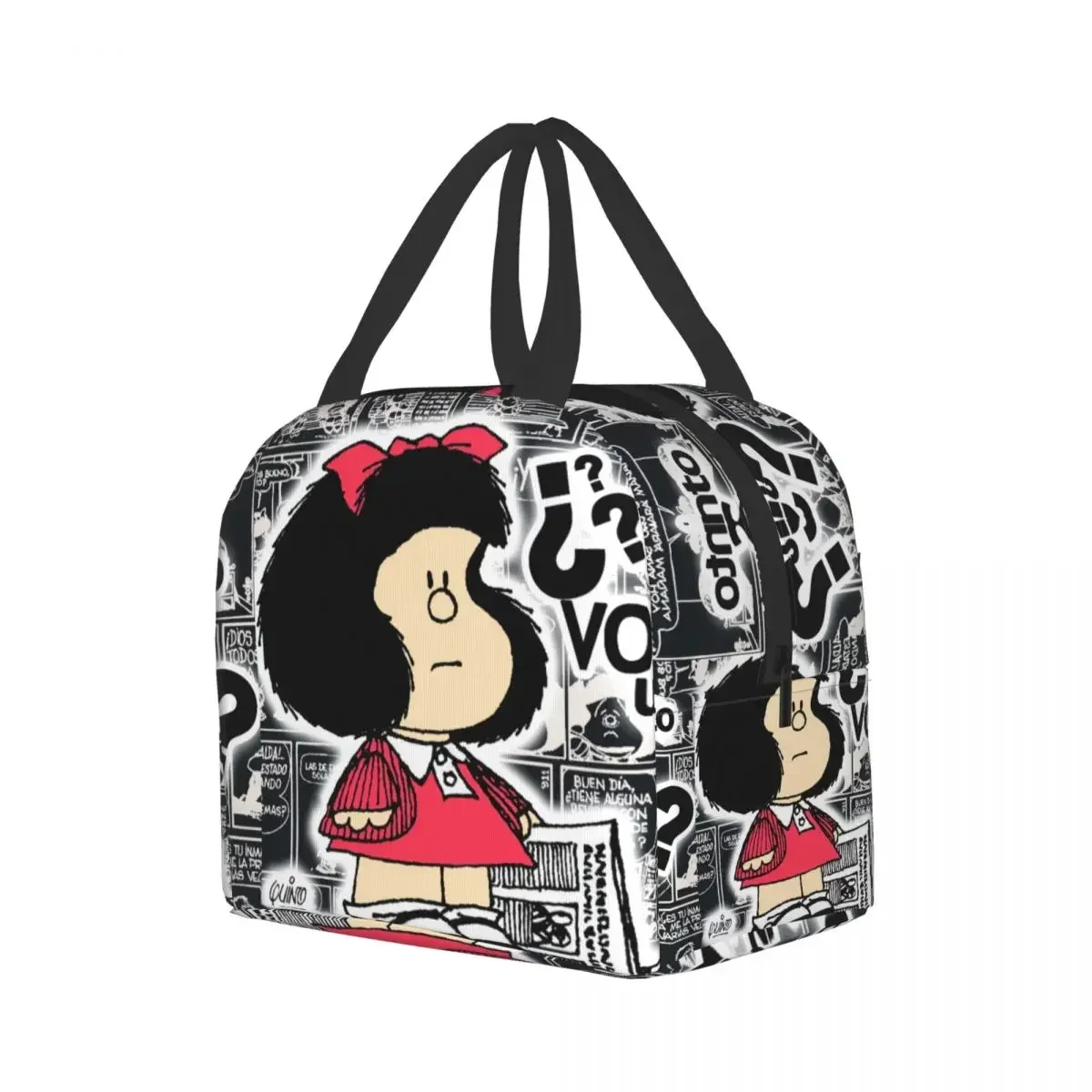 Vintage Quino Comic Mafalda Insulated Lunch Bag for Women Portable Cartoon Mang Thermal Cooler Lunch Box Office Picnic Travel