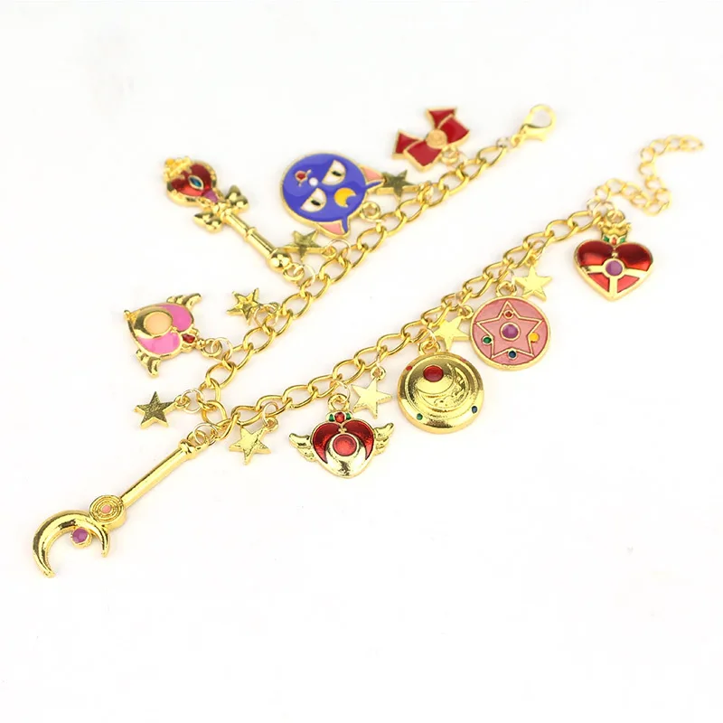 Charm Anime Sailor Moon Bracelet Tsukino Usagi Sailor Mercury Mars Jupiter Venus Magic Wand Bracelets Cosplay Figure Souvenirs