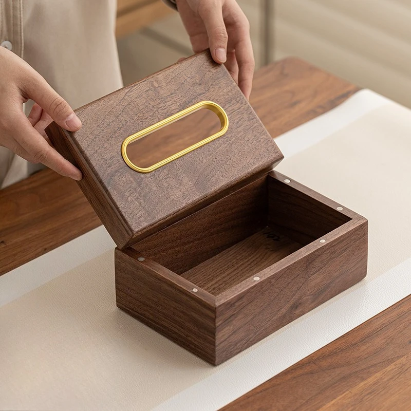 

Деревянный чехол для салфеток из черного ореха, роскошный прямоугольный ящик для салфеток с магнитным притяжением, эстетические коробки, кухонный органайзер для хранения