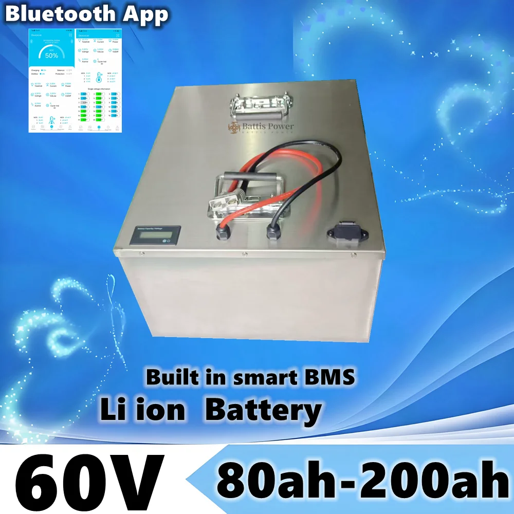 60V 80ah-200ah lithium-ion battery:high discharge without overheating, more stable power supply for electric forklifts/mini cars