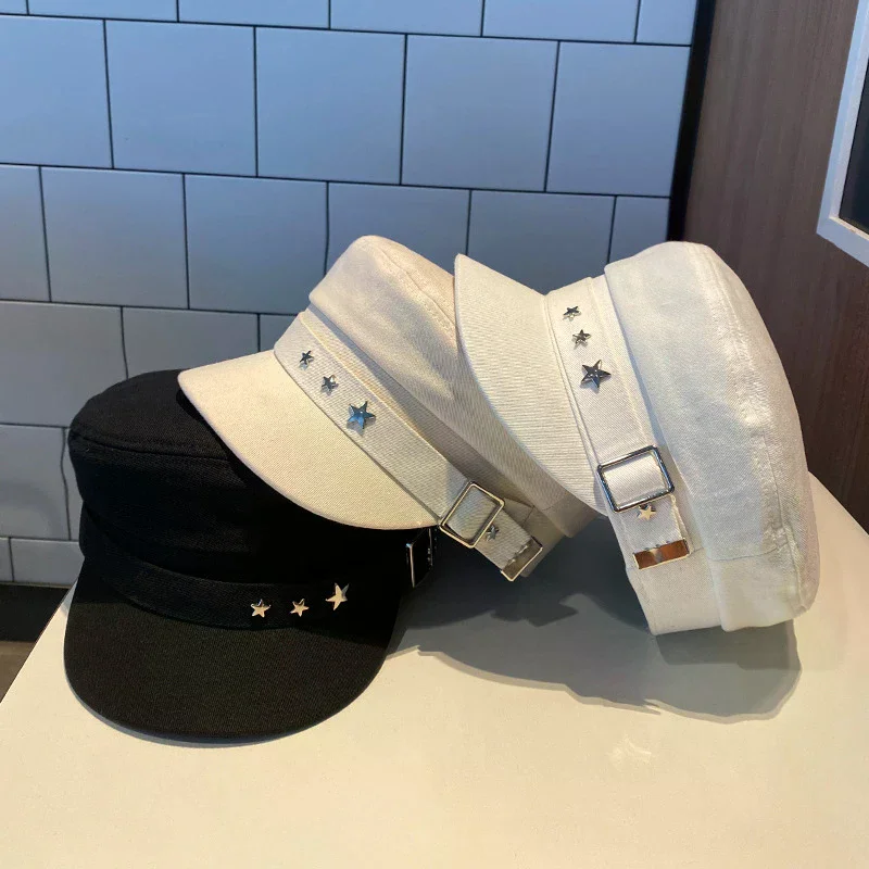 Women's Beret Hat Cotton Duck Tongue Caps Spring Autumn Winter British Retro Navy Style Korean Newspaper Painter Hat