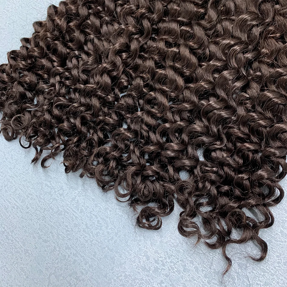 ボヘミアンブレイズ用人毛エクステ 10A ディープウォーターウェーブ バルク人毛 100%バージン ノーウェフト カールヘアエクステ ナチュラルカラー