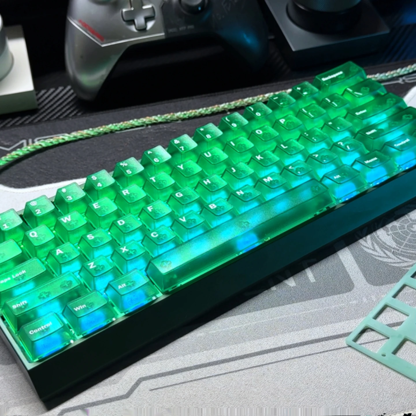Custom Green Foggy Crystal Keycap Double Shot ABS Keycap Matte Transparent Keycaps Cherry Profile for MX Switches Gamer Keyboard