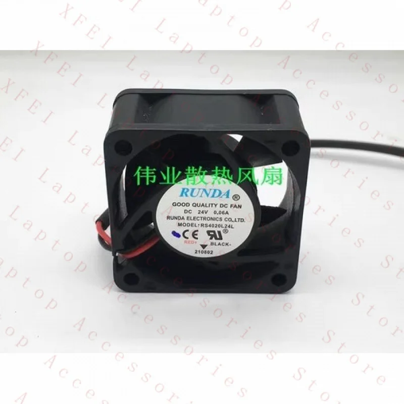 F for RUNDA RS4020L24L DC24V 0.06A 40*20MM 4020 2-Wire Cooling Fan