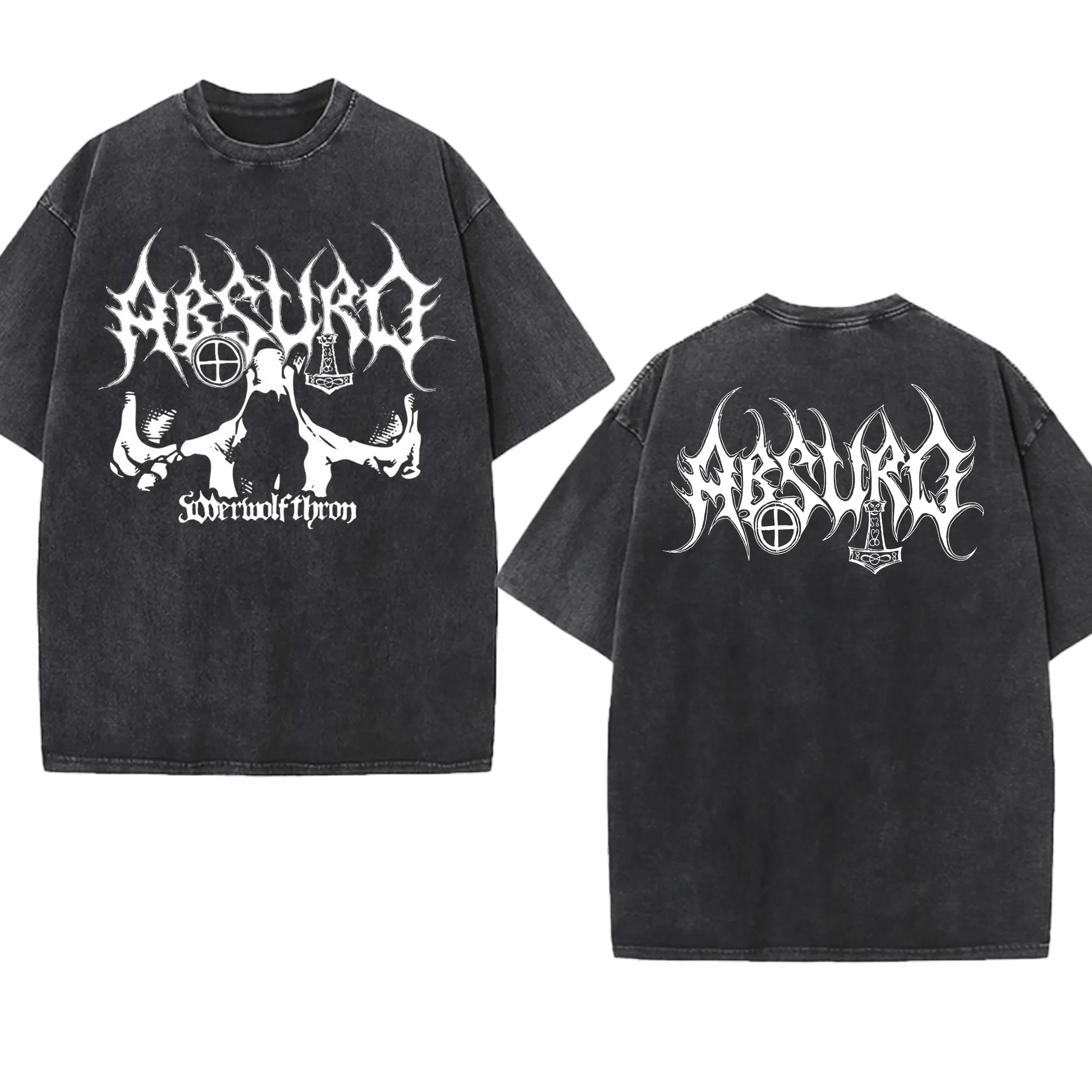 Band Absurd Washed T-Shirt Black Metal  Gothic Gift Mens Clothing Graphic Vintage Hip Hop T-shirt Streetwear Tees Short Sleeve