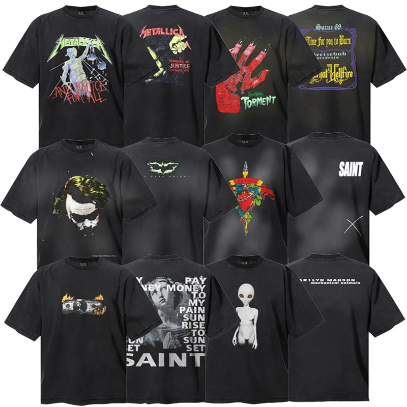 

Saint MX6 Metal Band Ro Band Creative High Street ort Sve T-irt Casual Loose Men's Cotton Tee Ciwalk Casual Sle