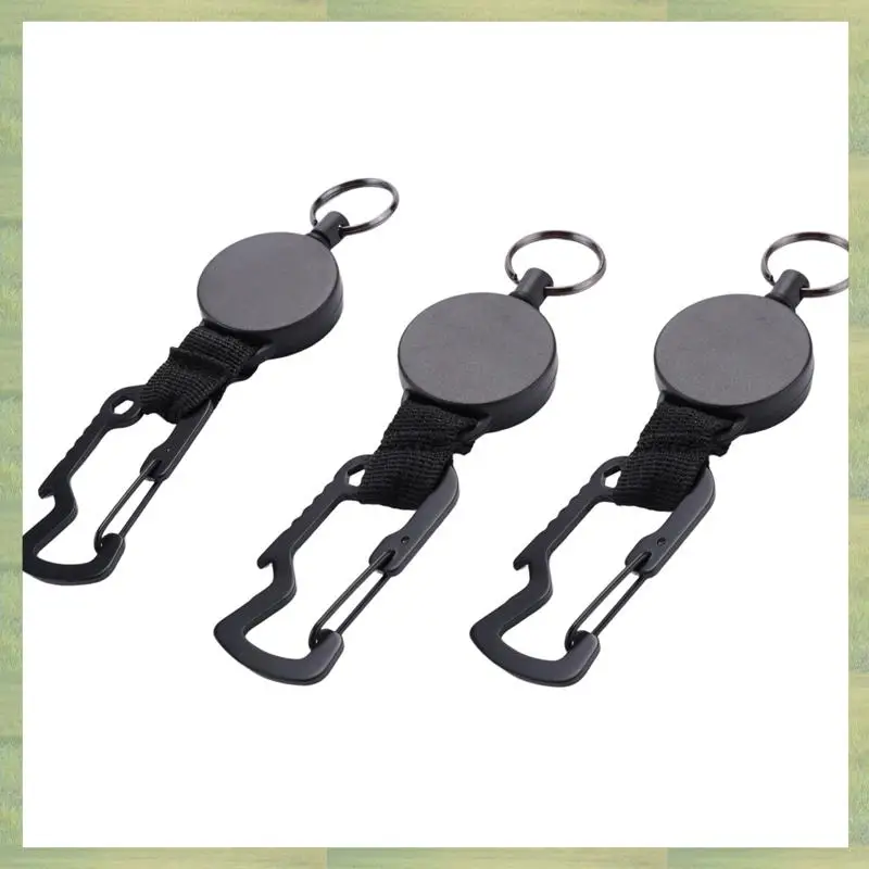 N15R-9 Pack Retractable Keychain - Heavy Duty Badge Holder Reel With Multitool Carabiner Clip,Key Ring With Steel Wire Cord