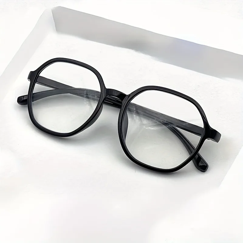 1 Pair of Sleek Anti Aging Reading Glasses Ultra Lightweight Hexagonal Full Frame with Clear AC Lenses for Men  Women