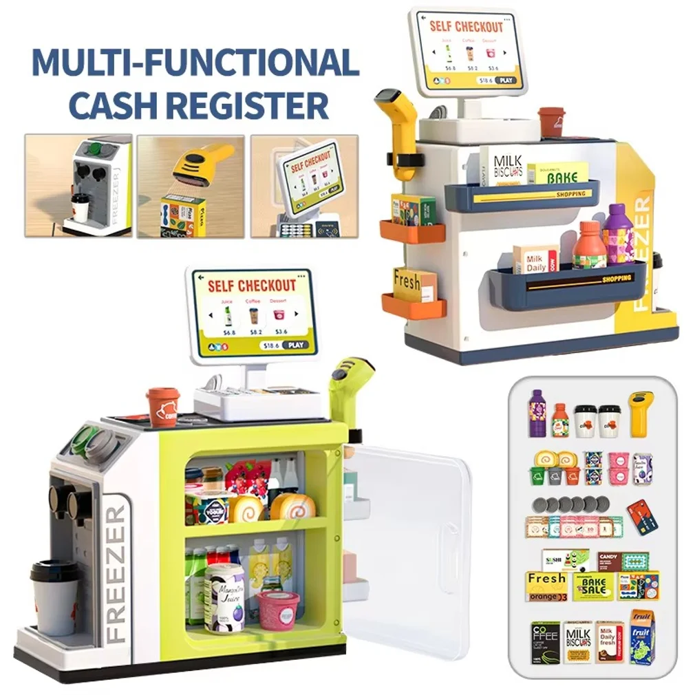 46-piece Water-Spraying Miniature Supermarket Automatic Vending Machine Cash Register Toy Kids' Playhouse Toy Set Toys Gift