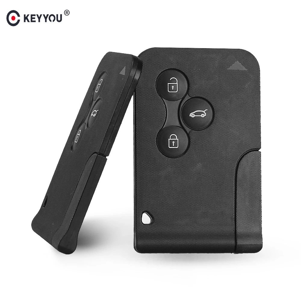 KEYYOU-Llave de control remoto para coche Renault, funda inteligente de 3 botones con chip con hoja de inserción de emergencia o clave remota