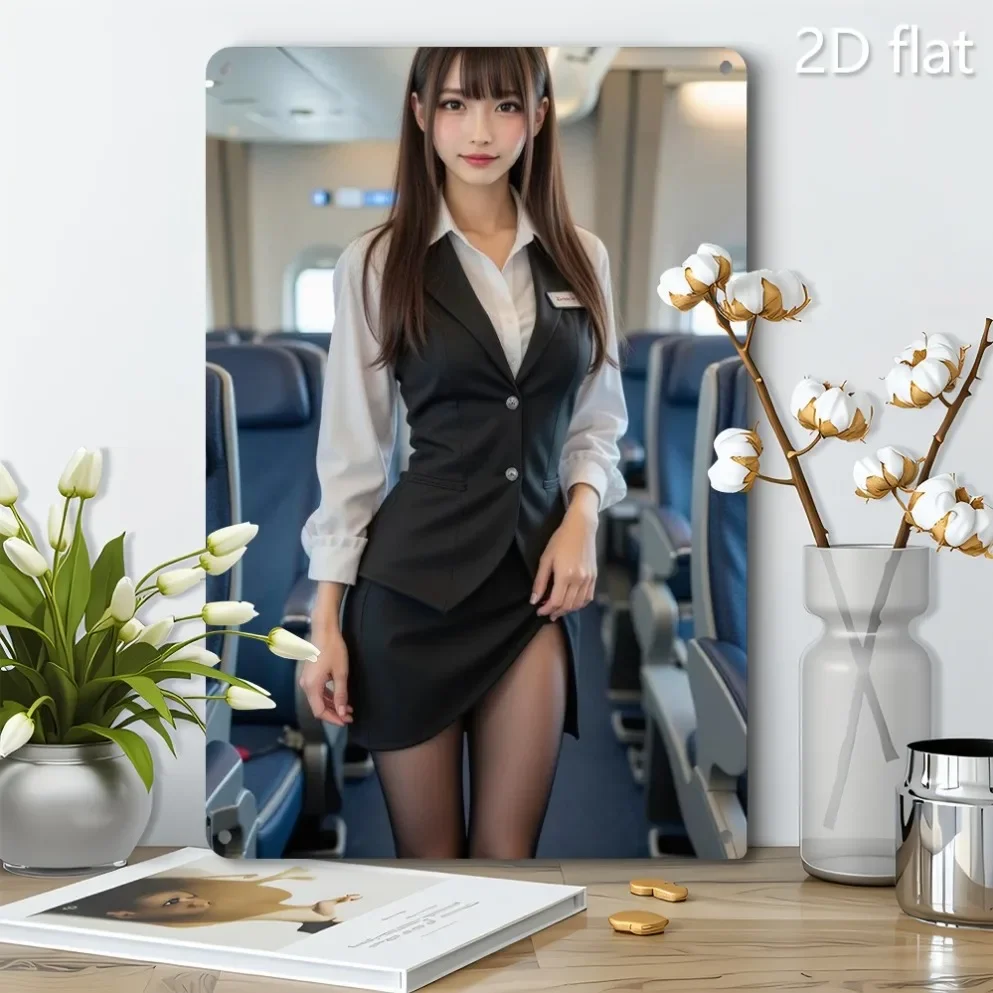 Metal Airplane Cabin Wall Art for Women - Weatherproof Iron Sign with Pre-drilled Holes 7.87x11.8in Indoor Outdoor Office Garden