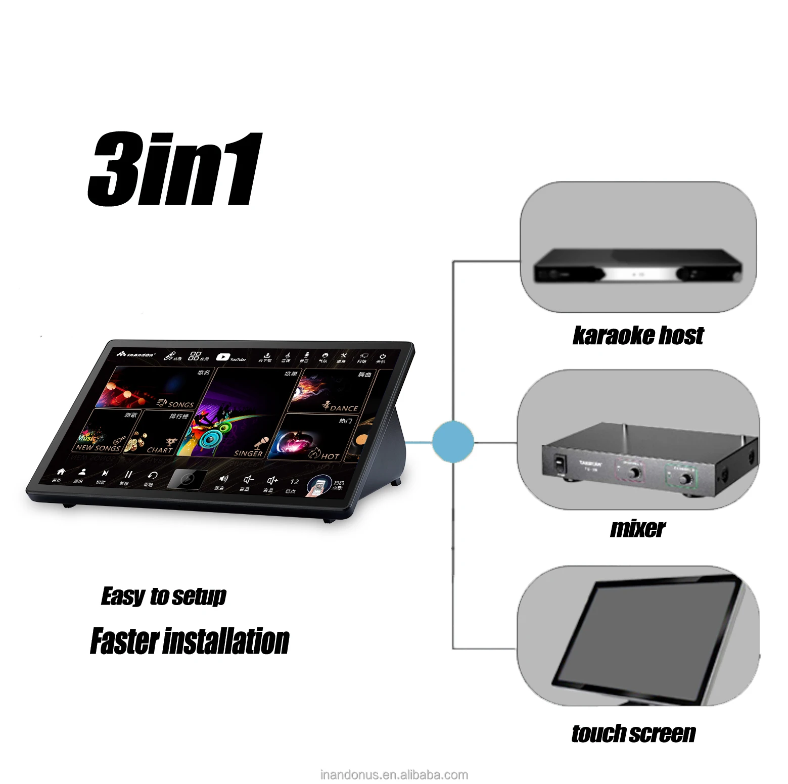 InAndOn 15.6 3in1 6T New Technology Professional Manufacturing Touch Screen Karaoke Player Home Party Karaoke Machine