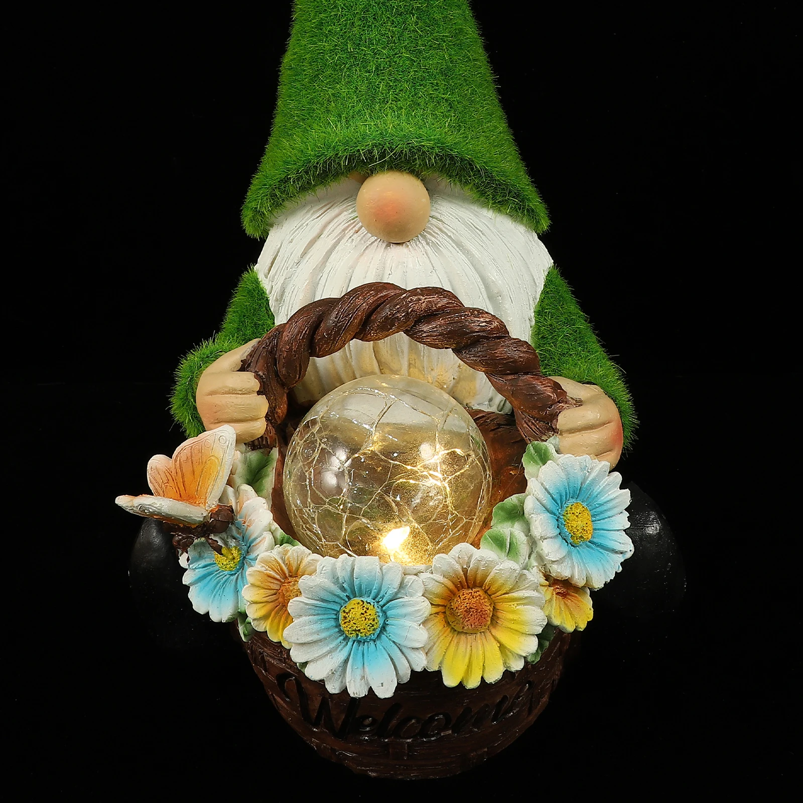 

Solar Gnome Statue Resin Garden Decor Light Lawn nament Outdoor Yard Adornment Glow Solar Panel Charge Automatic