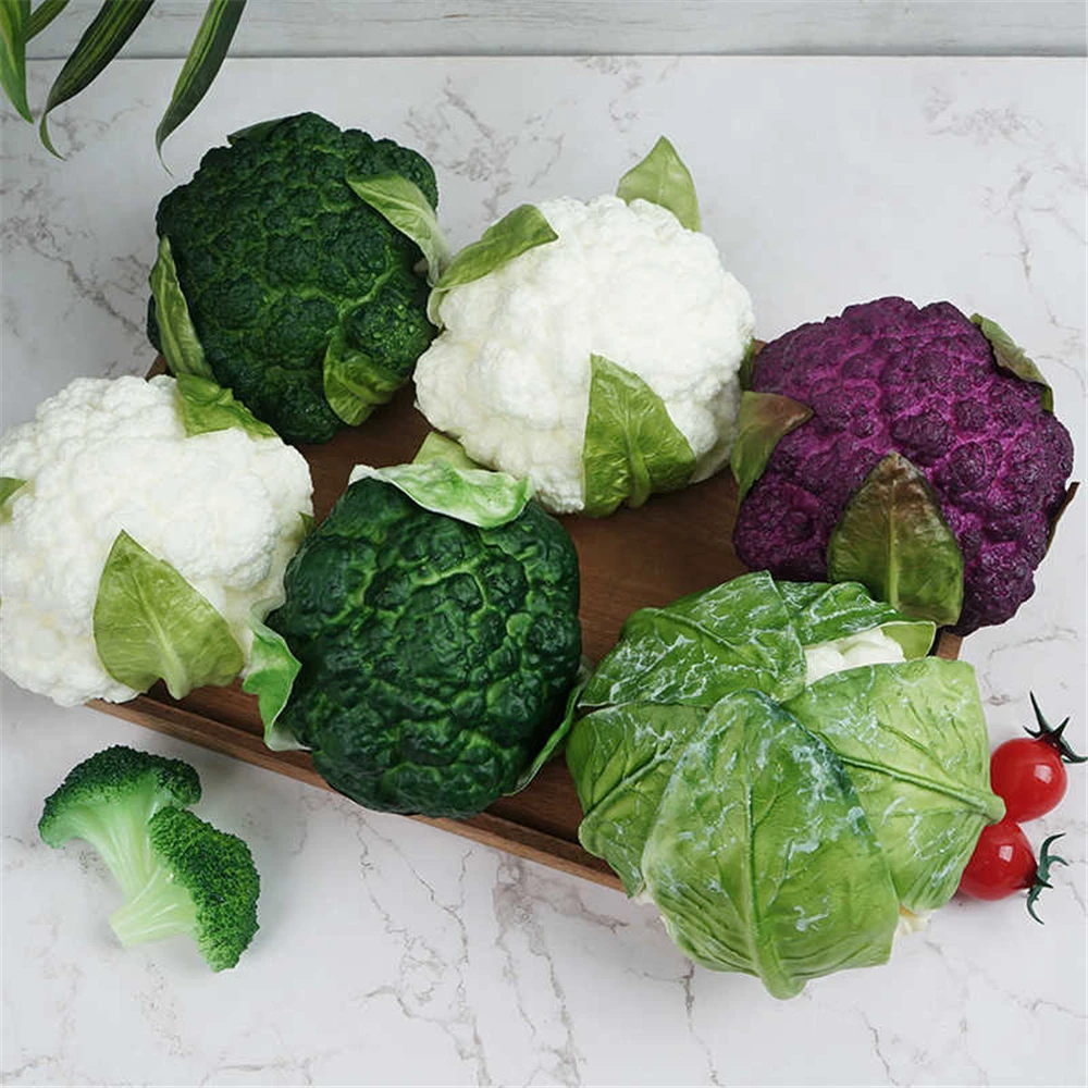 

artificial vegetables simulation brocoli Kitchen hotel restaurant cabinet decoration broccoli Vegetables fake cauliflower